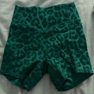 balance athletica green leopard shorts